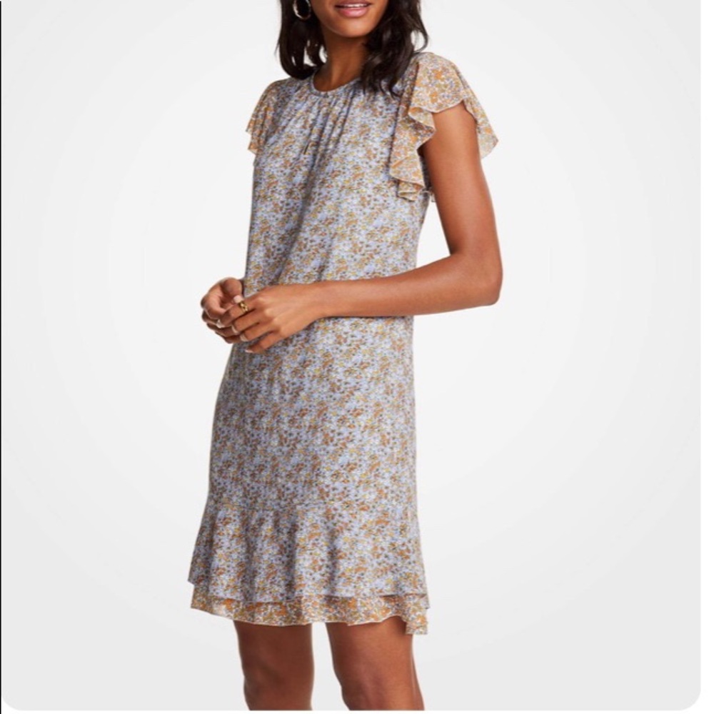 Ann Taylor Flutter-Sleeve Shift Dress